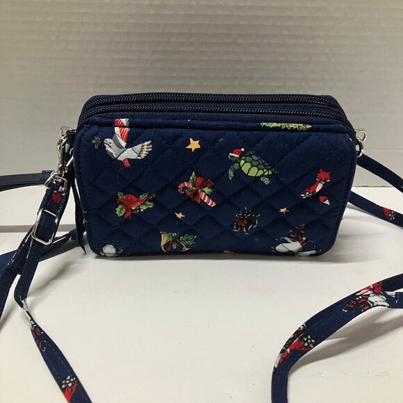Vera Bradley Holiday Snow Globe Motifs RFID All In One Crossbody Bag - Picture 1 of 6